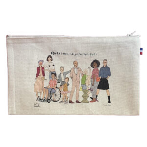trousse avec illustration de personages differents. Celebration de l'inclusion
